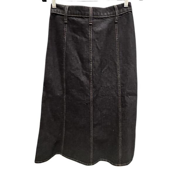 BR Banana Republic Dark Denim A-Line High Waist Midi Skirt Front Pockets, size 2 - Picture 8 of 8